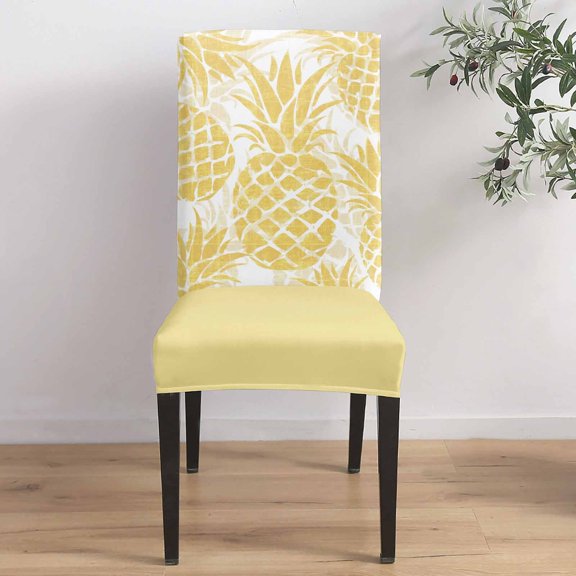 Yellow Pineapple Dining Chair Covers Set of 1, Summer Country Vintage Tropical Botanical Fruits Chair Covers for Dining Room Removable Seat Protectors Slipcovers for Home Party Wedding Banquet
