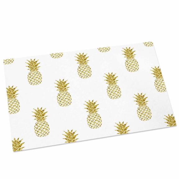 Yellow Pineapple Door Mat 16x24 Inch Abstract Fruit White Background Modern Entryway Rug with Non-Slip Rubber, Front Door Rug Indoor Floor Mats for Living Room Bathroom Bedroom Home Office