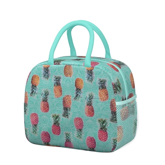Yellow Pineapple Lunch Box - Waterproof & Durable Thermal Lunch Bag for Women, Leakproof & Easy to Clean - Tropical Floral Aesthetic