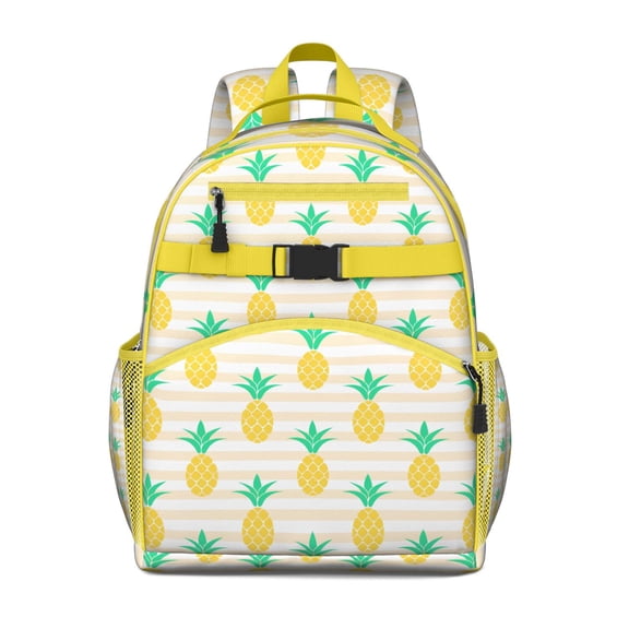 Yellow Pineapple Pattern Backpack - Ergonomic Travel Daypack with Adjustable Straps & Secure Fit