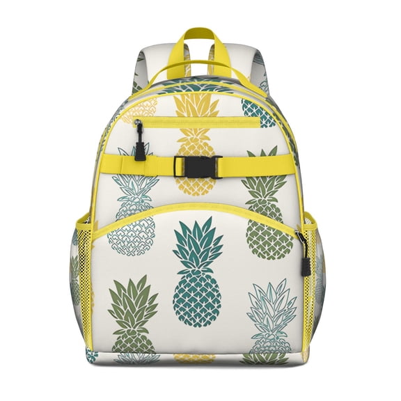 Yellow Pineapple Pattern Backpack - Ergonomic Travel Daypack with Adjustable Straps & Secure Fit