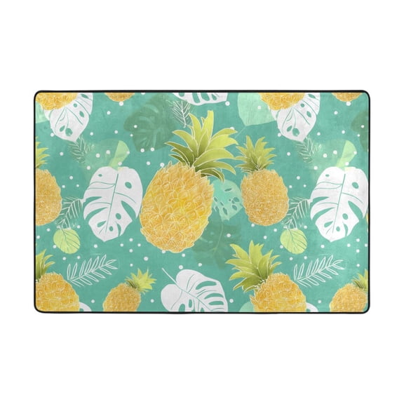 Yellow Pineapple Pattern Rug 36x24in Memory Foam Absorbent Non Slip Plush for Bathroom Kitchen Entryway