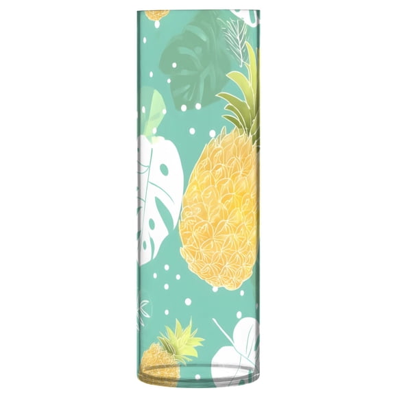 Yellow Pineapple Pattern Vase Flower Vase Clear Unbreakable Plastic Tall Decorative 11.8in