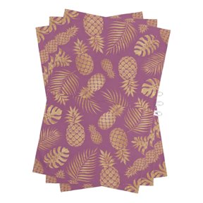 Yellow Pineapples Kitchen Towels Dish Towel Pack of 3 Tropical Harvest Palm Leaf Tropical Stem Purple Soft Dish Cloth Set Absorbent Dishcloth for Drying Dishes, Hand Towels 18 x 28 Inches