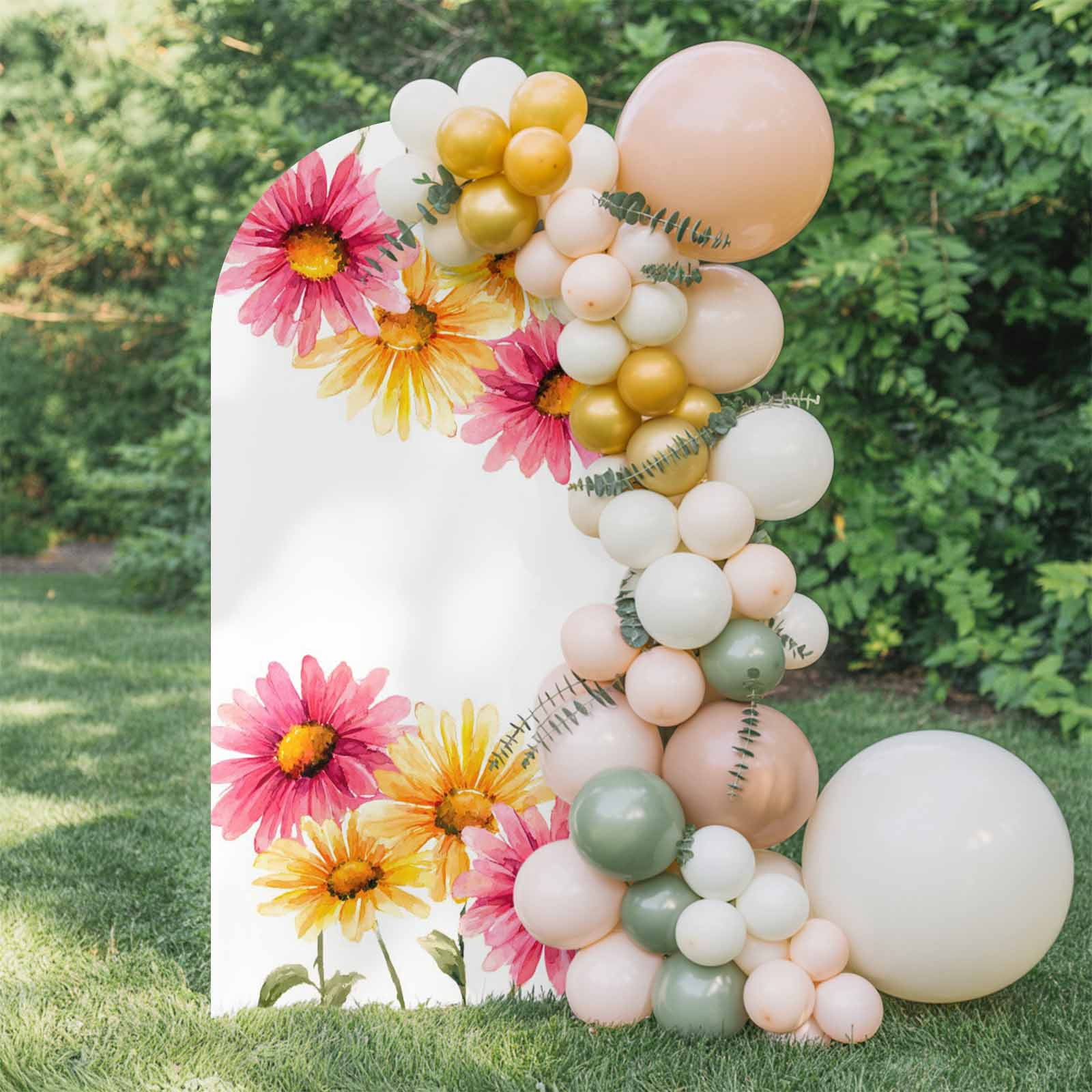 Yellow Pink Daisy Arch Backdrop Cover 6.6 FT, Rustic Farmhouse Boho ...