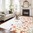 thumbnail image 1 of Yellow Pink Flower Large Area Rugs 5x8 ft Wildflower Butterfly Retro Pastoral Style Washable Rug Non Slip Indoor Carpet Absorbent Floor Mat for Living Room Bedroom Dining Room, 1 of 9