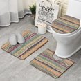thumbnail image 1 of Yellow and Pink Geometric Boho Pattern Bathroom Rugs Sets 3 Piece,Toilet Cover Set,Absorbent Non Slip Bathroom Mats Sets with U-Shaped Contour Rug Toilet Rug Set, 1 of 5
