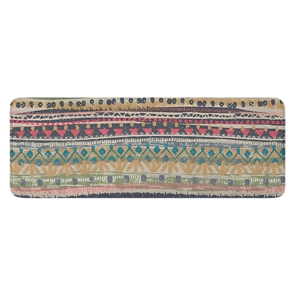 Yellow and Pink Geometric Boho Pattern Kitchen Rug Mat,Kitchen Runner Rugs Non Skid Washable,Decorative Kitchen Floor Mats for Kitchen,Sink,Laundry,17"x47.2"
