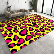 Yellow Pink Leopard Texture Area Rugs, Modern Abstract Hallway Rugs, Non-Slip Carpet Soft Machine Washable Carpet For Indoor Bedroom Living Room Office Decor 5' x 7'