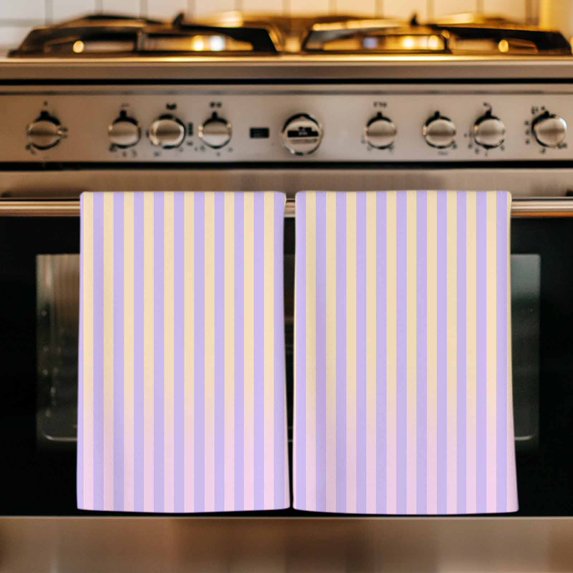 Yellow Pink Stripe Kitchen Towels Set of 4, Vertical Striped Gradient Geometric Absorbent Dish Towels for Kitchen, Microfiber Hand Towel, Quick Drying Tea Towel for Cleaning Decorative Dishcloths