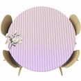 thumbnail image 1 of Yellow Pink Stripe Round Tablecloth, Fitted Table Cover with Elastic for 55"-60" Round Tables, Vertical Striped Gradient Geometric Table Cloth Outdoor Indoor Dinning Party Waterproof Tablecloths, 1 of 7