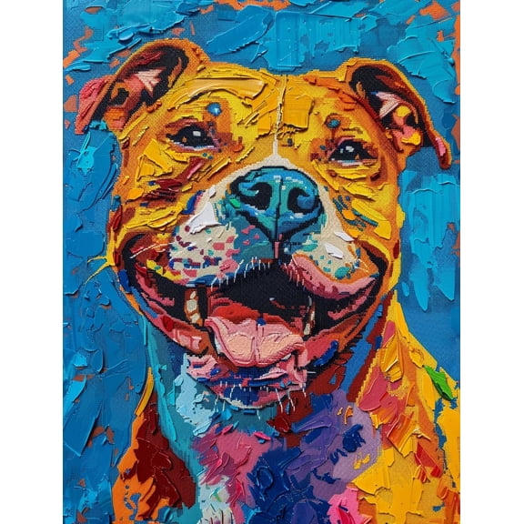 Yellow Pitbull Dog Smile DIY 11CT Stamped Cross Stitch Kits for Beginners Easy Needlepoint Embroidery Counted Cross Stitch Art Craft for Wall Decoration 20x28inch(4)
