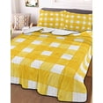thumbnail image 1 of Yellow Plaid Full Size Down Alternative Comforter, Lightweight Comforter Quilt Bedding Set with Pillow Shams Watercolor Grid Checker Gingham Farmhouse All Seasons Bed Comforter Duvet Insert 78"x90", 1 of 7
