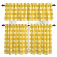 thumbnail image 1 of Yellow Plaid Kitchen Curtains Sets for Windows 36 Inch Length, Watercolor Grid Checker Gingham Farmhouse Rod Pocket Window Treatments Tier Curtains and Valances Set for Bedroom/Bathroom, 1 of 8