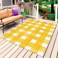 thumbnail image 1 of Yellow Plaid Outdoor Rug for Patio/Deck/Porch, Non-Slip Large Area Rug 4 x 6 Ft, Watercolor Grid Checker Gingham Farmhouse Indoor Outdoor Rugs Washable Area Rugs, Reversible Camping Rug Carpet Runner, 1 of 8
