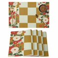 thumbnail image 1 of Yellow Plaid Placemats Set of 4, Japanese Red Floral Flowers Buffalo Checked Placemats for Dining Table, Place Mats for Kitchen Tabletop, Waterproof Wipeable Dining Table Mats Set, 1 of 9