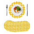 thumbnail image 1 of Yellow Plaid Round 15 Inch Placemats Set of 6, Watercolor Grid Checker Gingham Farmhouse HeatResistant Non Slip Place Mats for Dining Table, Wipeable Braided Kitchen Table Mats for Housewarming, 1 of 9