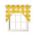 thumbnail image 1 of Yellow Plaid Swag Valances for Windows, Watercolor Grid Checker Gingham Farmhouse Swag Curtains for Kitchen, Living Room, Small Window Treatments Drapes Curtains for Cafe, Bathroom, Bedroom, 56"x36", 1 of 6