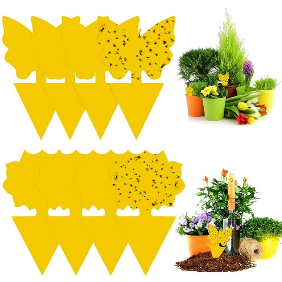 Yellow Plant Sticker, 48 Pieces Insect Traps, Self-Adhesive Traps, Yellow Fly Traps, Plant Insect Traps, for Flying Insects, Aphids, Mosquitoes, Whiteflies, Flies