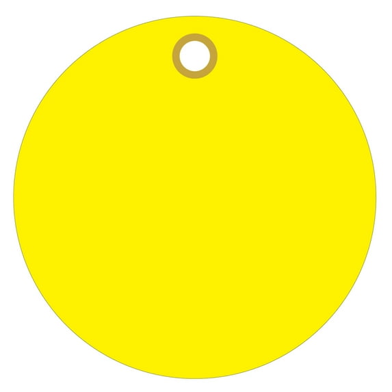 Yellow Plastic 3 inch Circle Tags metal eyelet 100/order (15pt plastic)
