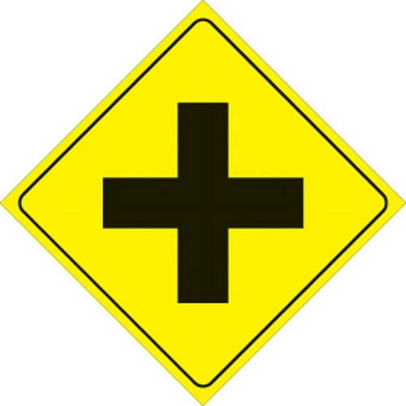 Voss Signs 470 X Yr Yellow Plastic Reflective Sign 12" - 4-way Intersection