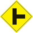 thumbnail image 1 of Voss Signs 466 Rt Yr Yellow Plastic Reflective Sign 12" - Right T-intersection, 1 of 2