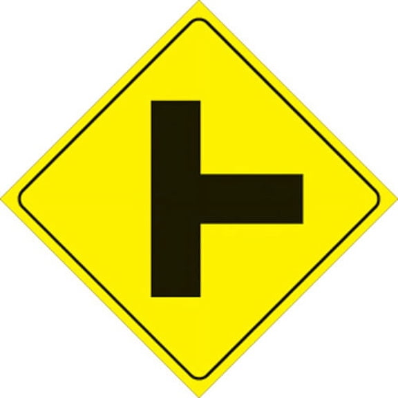 Voss Signs 466 Rt Yr Yellow Plastic Reflective Sign 12" - Right T-intersection