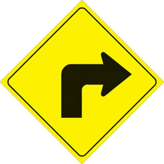 Voss Signs 469 Rt Yr Yellow Plastic Reflective Sign 12" - Right Turn