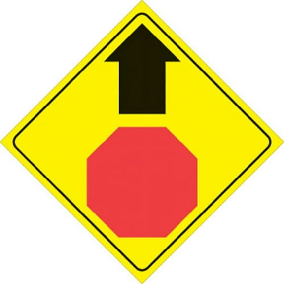 Voss Signs 447 Saa Yr Yellow Plastic Reflective Sign 12" - Stop Ahead