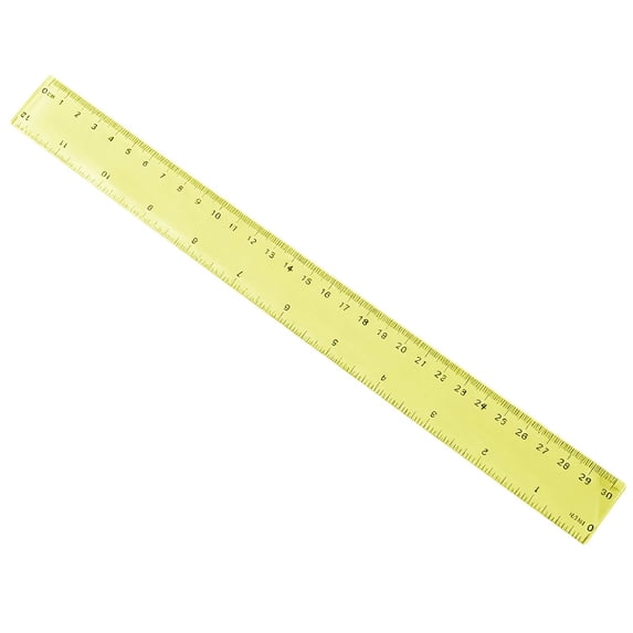 Yellow Plastic Ruler with Inch and Centimeter Dual Scale, Colorful Straight Measuring Tool for Office and Home