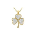 thumbnail image 1 of Yellow Plated Sterling Silver Clover Glitter Infused Heart Pendant Necklace with Chain for Women, 1 of 5