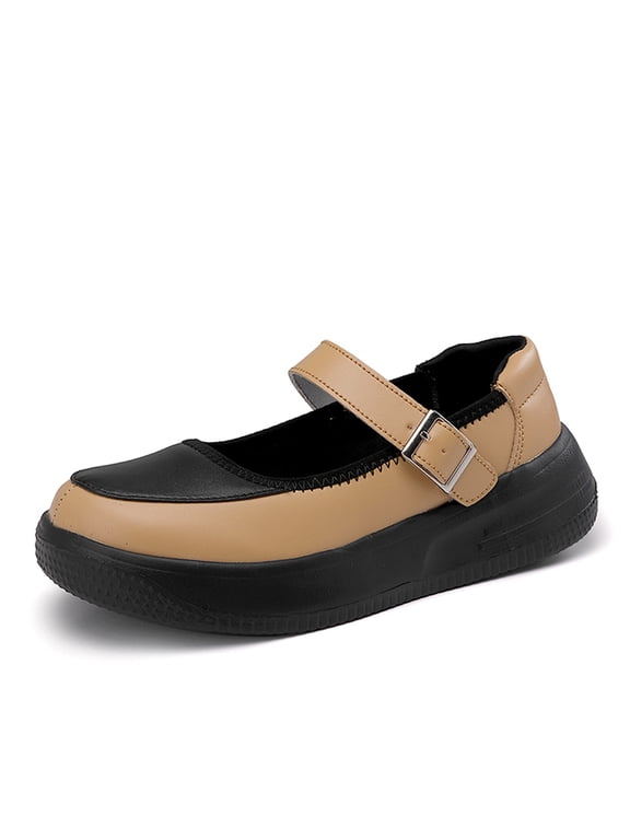 Yellow Platform Mary Jane Shoes Women Extra Wide Width Casual Flats Slip On Dress Shoes