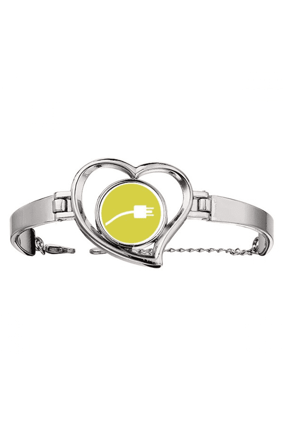 Yellow Plug Cable Charging Cable Pattern Bracelet Heart Jewelry Wire Bangle