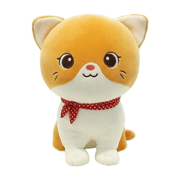 Yellow Plush Cat Doll 9.4 Inches Cute Kitty Stuffed Animal Toy Soft Fluffy Pussycat Plushie For Kids Baby Home Decoration Birthday Gift For Boys Girls Cuddly Toy 24Cm
