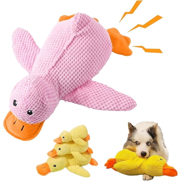 Yellow Plush Duck Dog Toy with Squeaker — Soft, Interactive Pet Toy — Suitable for Supervised Play with Small to Medium-Sized Dogs