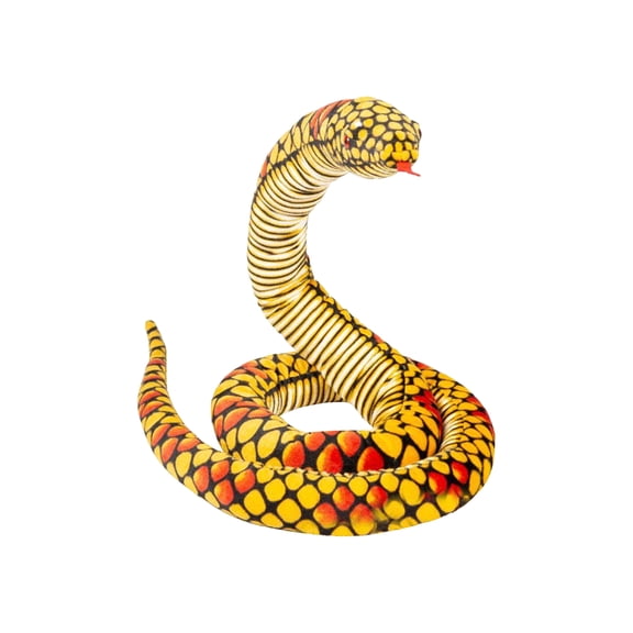 Yellow Plush Snake Toy, 47-Inch Stuffed Animal - Soft Plush Material, Realistic Cobra Shape, No Tag - For Kids, For Adults, For Home Decor, For Collecting, For Gifting