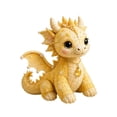thumbnail image 1 of Yellow Plush Toys, Cute Dragon Plush, Quilted Texture, Pearl Necklace Accent, 5X5X1 Inch Sewn Detailing Stuffed Animal with Gem Pendant, Charming Large Eyes, Soft Fabric for and, 1 of 5