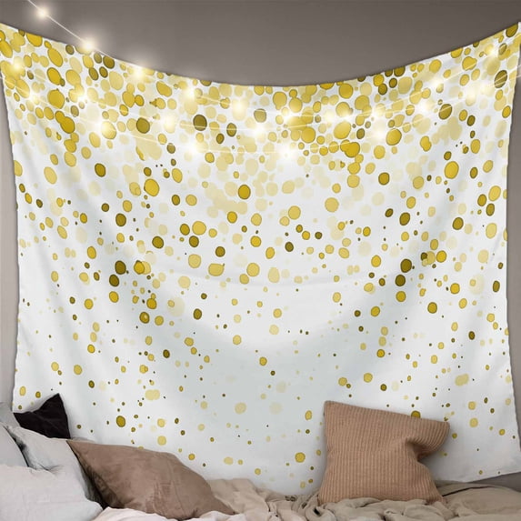 Yellow Polka Dot Large Tapestry for Bedroom Wall Hanging Tapestry, Ombre Abstract White Monochrome Ceiling Backdrop Tapestries Poster Blanket Wall Decor for Teens Room Living Room Dorm 100" x 59"