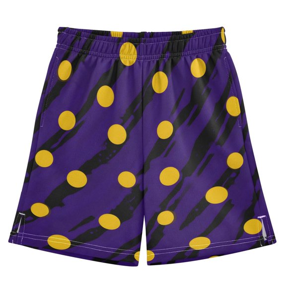 Yellow Polka Dot Pattern Athletic Shorts Breathable with Comfort Fit Drawstring Casual Sweatshorts X-Small