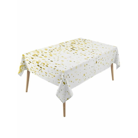 Yellow Polka Dot Table Cloth, Ombre Abstract White Monochrome Waterproof Tablecloth for Rectangle Tables, Reusable Washable Fabric Table Cover for Restaurant Kitchen Dining Tables 60"x120"