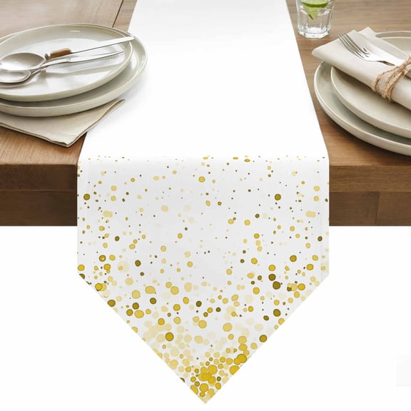 Yellow Polka Dot Table Runner 36 Inches Long Watercolor Yellow Gradient Abstract Modern Table Runners for Dining Room Tabletop Dresser Scarf Home Party Banquet Wedding Holiday Decoration