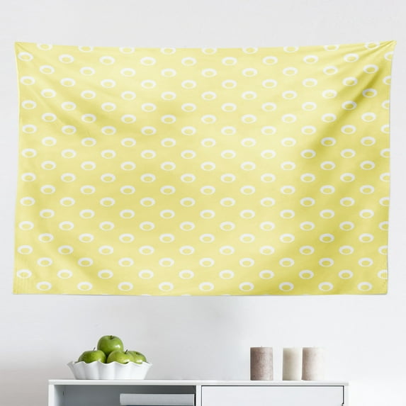 Yellow Polka Dot Tapestry, Repetitive Spots Randomly Scattered on a Plain Backdrop, Fabric Wall Hanging Decor for Bedroom Living Room Dorm, 2 Sizes, Earth Yellow Pale Tan, by Ambesonne