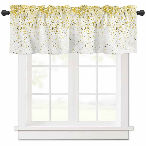 Yellow Polka Dot Valances for Windows Farmhouse Kitchen Curtains Valances Rod Pocket Valance Curtains for Kitchen Windows Abstract Modern Art Dots Watercolor Window Valances for Bathroom 42"x18"