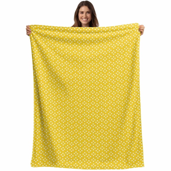 Yellow Polka Dots Blanket Soft Cozy Warm Throw Blanket for Couch, Plush Fuzzy Flannel Blankets for Sofa, Modern Art Elegant Pastoral Bed Blankets Lightweight Gifts for Women, 50"x60"