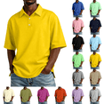 thumbnail image 1 of Yellow Polo Shirts Mens Short Sleeve Classic Fit Cotton Collar Shirt, 1 of 9