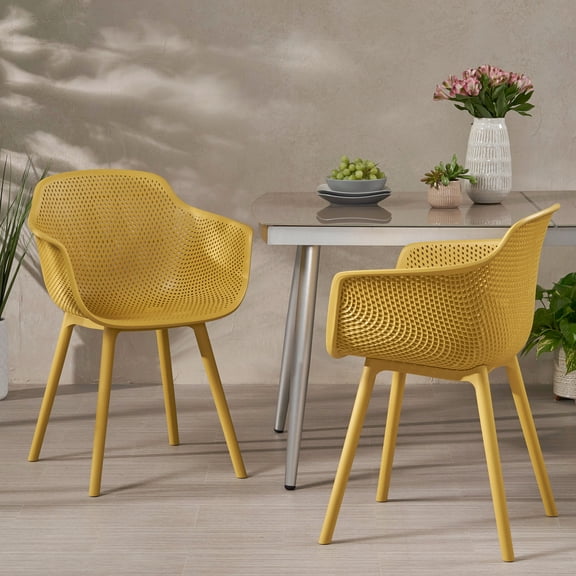Yellow Polypropylene - Minimalistic Design - Outdoor Dining - Long - lasting Sturdy Chairs