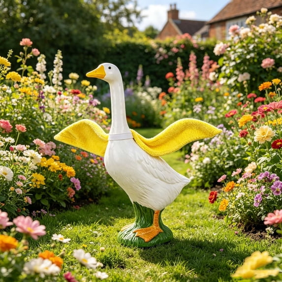 Yellow Porch Goose Wings 25 Inches, Removable Stretch Polyester Wing for 23 Inch Goose Statue, Outdoor Garden Patio Decor Ornament