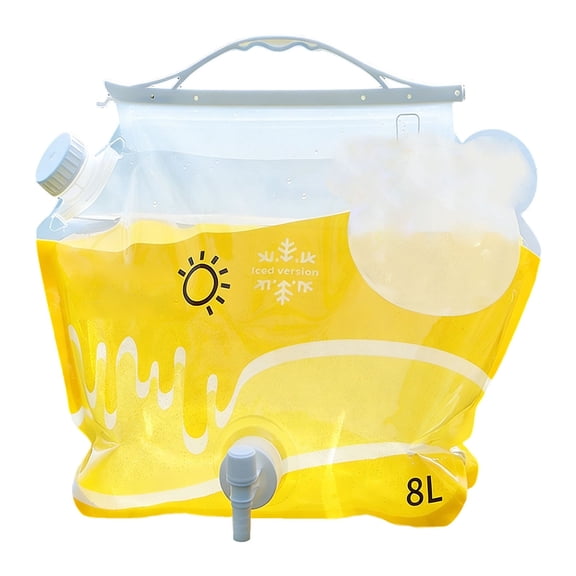 Yellow Portable Foldable Water Bag – 2.1 Gallon Collapsible Water Storage Container – Reusable Water Jug with Removable Clip – Ideal for Camping, Travel, or Emergency Use – Lightweight & Compact