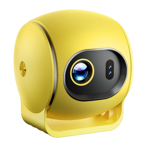 Yellow Portable Multimedia Projector, Android 13, 4K Decode, 180 Projection, Power Bank Supply