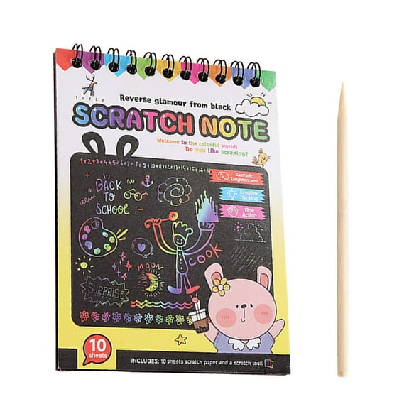 Yellow Portable Scratch Drawing Pad For Kids Art Notes With Wooden Stick And Hidden Glitter Paper For Versatile Creative Play